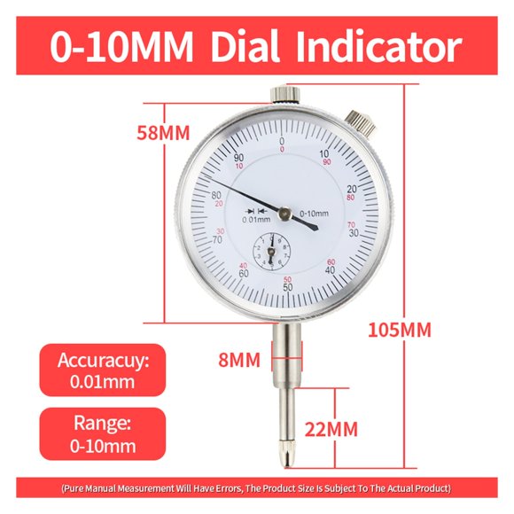 0-1" Dial Indicator Imperial Dial Bore Gauge Indicator Hour Type Micrometer Gauges For Measurement Tools Comparator Watch Metric ,Accurate Readings