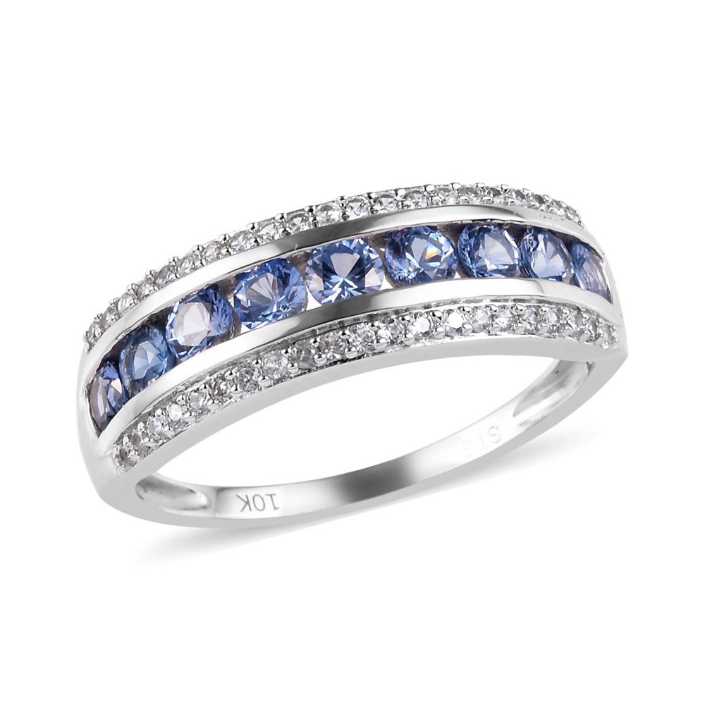Shop LC 10K White Gold Rhodium Plated AA Premium Sapphire Zircon Ring Jewelry for Women Gifts