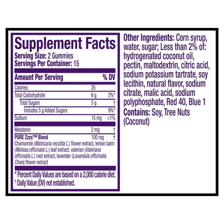 Vicks ZzzQuil Pure Zzzs Sleep Aid Melatonin Gummies, Melatonin 1mg for Sleep Support, 30 Count