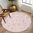 thumbnail image 3 of Pastoral Flowers Washable Round Area Rug 7 ft, Vintage Pink Flower Farmhouse Plant , Soft Non Slip Rugs Stain Repellent Indoor Felt Carpet for Living Dining Room Bedroom Home Office, 3 of 9
