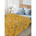 thumbnail image 4 of Queen Flat Sheet Only Retro Paisley Pattern on Yellow Soft Microfiber Cooling Bedding Sheets White Seamless Floral Art Flat Bed Sheet for Hotel,Home Decor, 4 of 6