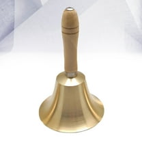 QIFULL Polished Brass Christmas Hand Bell with Wooden Handle for Party and Restaurant Use