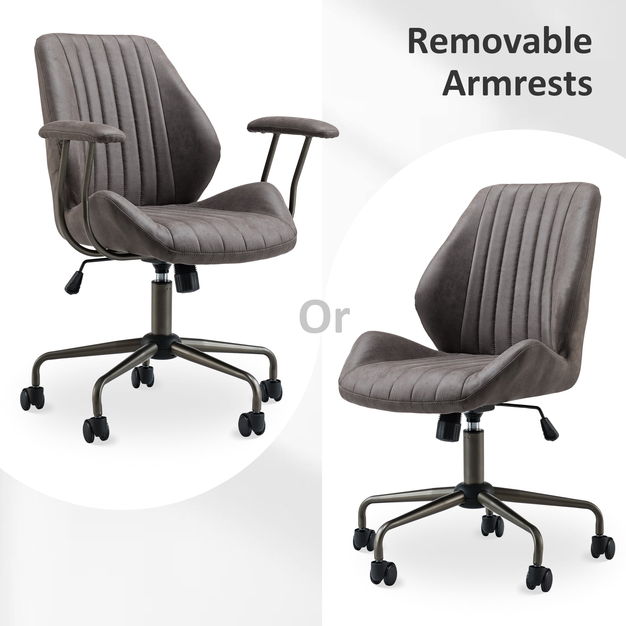 Ovios Office Chair Ergonomic Height Adjustable Home Computer Chair Rolling Swivel Task Chairs with Suede Leather