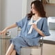 thumbnail image 4 of Conjunto de Pijama con lazo para mujer, ropa de dormir coreana Kawaii hasta la rodilla, cuello cuadrado, Floral, traje de casa, ropa de estar por casa con volantes, 4 of 4