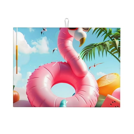 

Ocsxa Tropical Flamingo Pool Float Dish Drying Mat for Kitchen Counter Coffee Bar Coffee Station Accessories Absorbent Coffee Mat Kitchen Drying Mat Easy Clean 18x24 Inch
