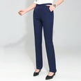 thumbnail image 5 of Prolriy Dress Pants Women, Women's Work Straight High Waist Chinos Button Down Straight Long Trousers Pants Pants Suit Pants Work Pants for Women Dark Blue XL, 5 of 6