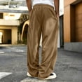 thumbnail image 5 of Men's Corduroy Wide Leg Sweatpants Baggy Elastic Waist Drawstring Pants Loose Fit Casual Streetwear Fall Winter Clothes Brown S, 5 of 5