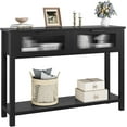 thumbnail image 3 of IdeaHouse Table d'Entrée, Table Console en Bois avec 2 Tiroirs en Verre, Table de Sofa à 2 Niveaux avec Rangement pour Salon, Tables de Foyer pour Entrée - Noir, 3 of 8