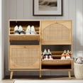 thumbnail image 2 of Ktaxon Rattan Shoe Cabinet with 4 Flip Drawers 24 Pairs,Narrow Shoe Storage Cabinet for Entryway, Bedroom, Living Room, Apartment, Natural, 2 of 13