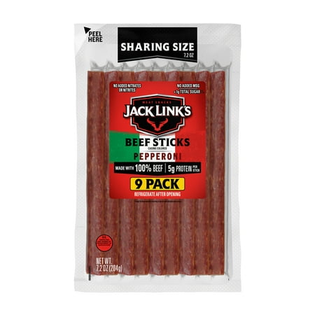 ((BB:JUN/29/25))Jack Link s 100% Beef Pepperoni Beef Stick 7.2oz Resealable Bag