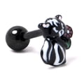 thumbnail image 5 of Body Candy 16G Womens 6mm Surgical Steel Black Funky Skunk Mens Cartilage Earring Helix Tragus Jewelry 1/4", 5 of 8