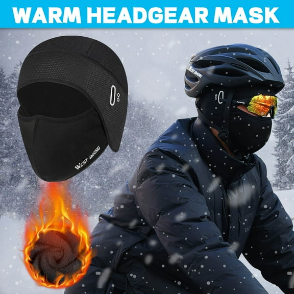 Winter Fleece Face Mask with Earmuffs and Hat Combo Windproof Cold Weather Protection for Motorcycle Ski Cycling