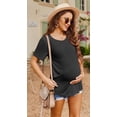 thumbnail image 3 of Ekouaer Women Short Sleeve Nursing Shirts Soft Maternity Tops Double Layer Breastfeeding Blouse Round Neck Pregnancy Clothes, 3 of 6