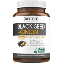 Healths Harmony Cold-Pressed Black Seed Oil Capsules with Ginger, Digestive Health Support, 60 Count