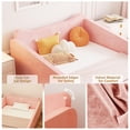 thumbnail image 6 of Zimtown Wood Bed, Floor Bed with Safety Guadrail, Montessori Bed with Soft Velvet Wood Bed, Mattress not Included (Pink), 6 of 8