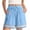 Blue, variant on Womens Linen Shorts Summer Casual Loose Drawstring Elastic Waist Beach Vacation Comfy Shorts Lightweight Lace Floral Crochet Eyelet Trim Boho Short Pants with Pockets Green M