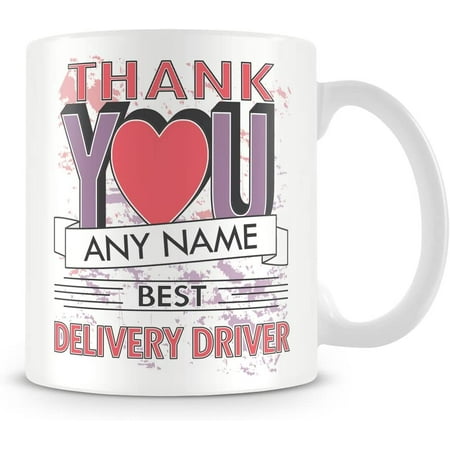

Delivery Driver Thank You Mug - Personalised Cup Gift Customise with Name - Blue
