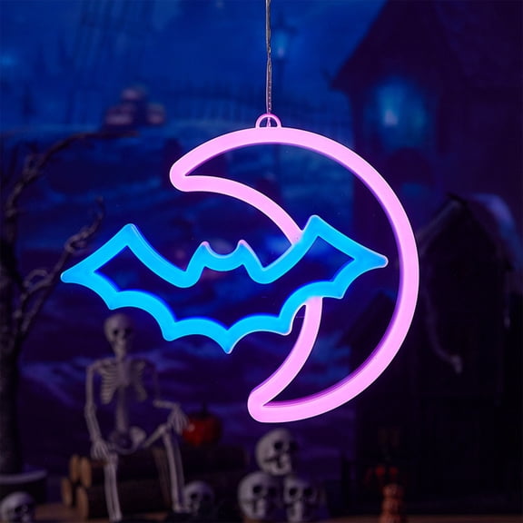 Halloween LED Neon Sign, 9.8 Inch USB or Battery Powered Ghost Light for Wall Room Party Photography Display