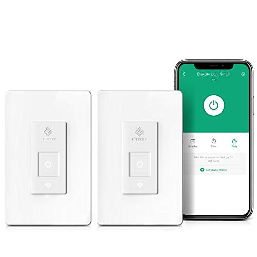Smart Light Switch by Etekcity, WiFi Inwall Switch with Timer, Works with Alexa, Google Home and IFTTT, No Hub Required, Guided Installation, 15A/1800W, ETL/FCC Listed (2 Pack)