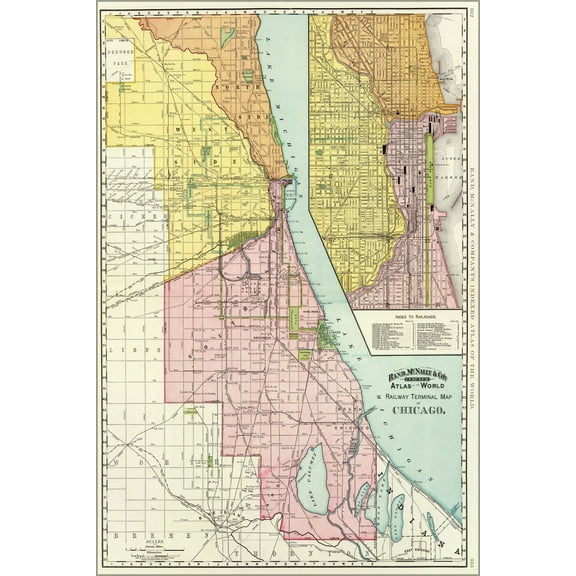 24"x36" Gallery Poster, 1897 Chicago railroads