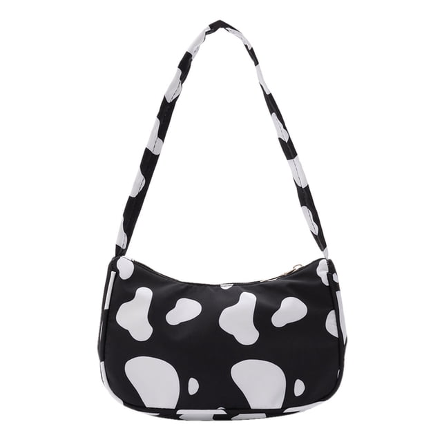 Bolso de mano con estampado de leche de vaca para mujer, bolso de hombro informal para mujer (3) Likrtyny Para estrenar