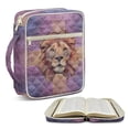 thumbnail image 2 of Xixirimido Lion Cross Purple Print Quilted Bible Cover Bible Case for Women, Large Bible Carrying Case with Handle, Bible Study Supplies & Christian Gift for Men, 2 of 7