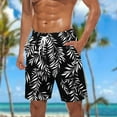 thumbnail image 2 of LNWUY (S-5XL) Big and Tall Men's Hawaiian Beach Shorts Swim Trunks Drawstring Elastic Waist Shorts Outdoor Lightweight Casual Swimsuit Swimwear with Pocket Black XXL, 2 of 5