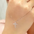 thumbnail image 5 of JeenMata Shared-Prong 0.10 TCW Round Shape Diamond Pave Style Cross Pendant Necklace in 18K Rose Gold Plating over Silver, 5 of 6