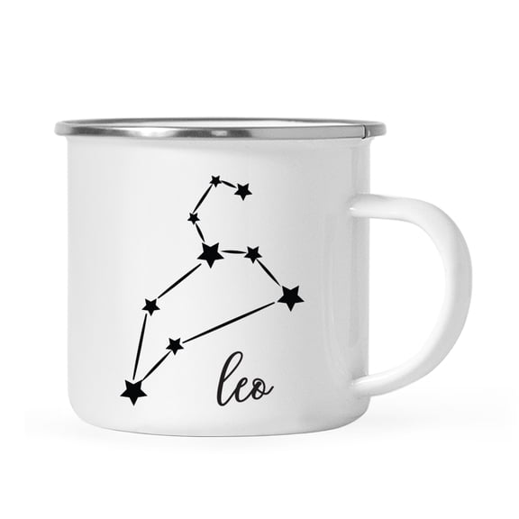 Koyal Wholesale Zodiac Sign Campfire Coffee Mug Leo Star Constellation, Minimalistic Black