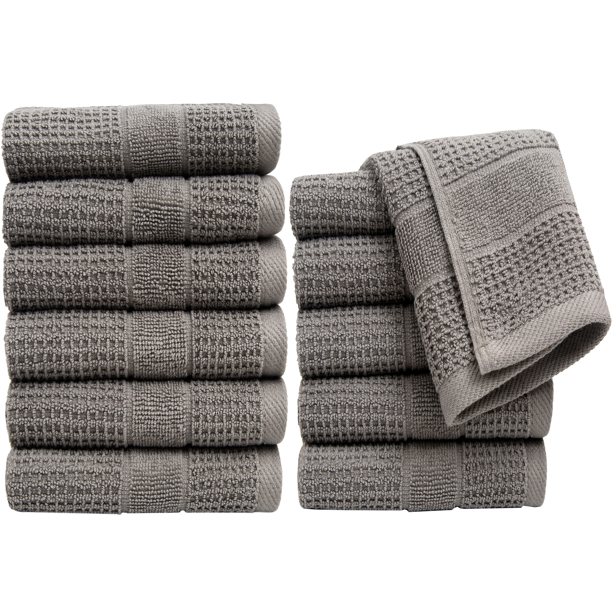 Pleasant Home Washcloths Set 12 Pack (12” x 12”) 488 GSM 100 Ring