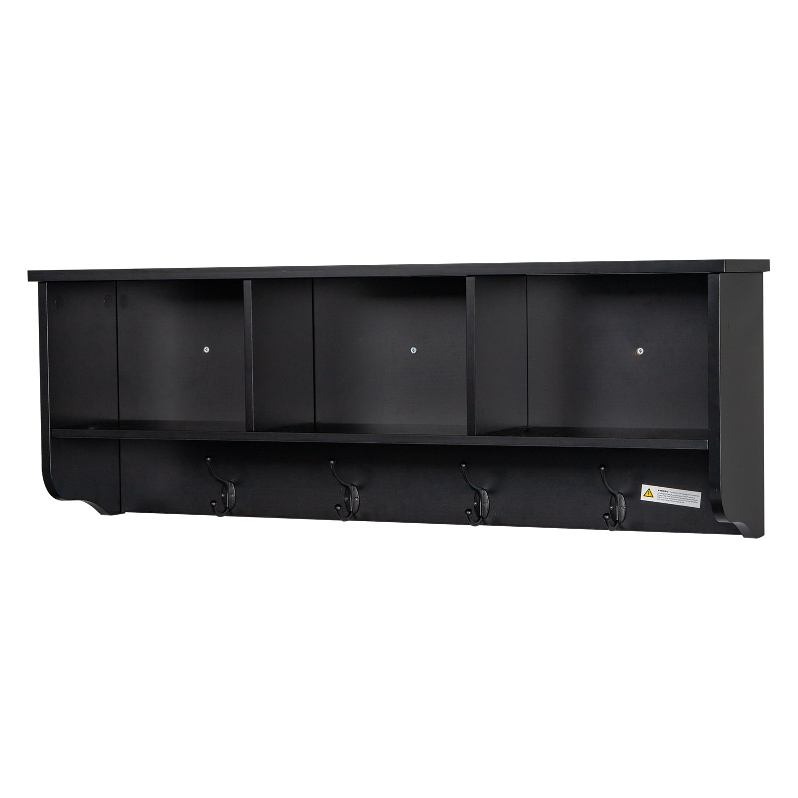 Kepooman Decorative Coat Rack for Wall Mount - Stylish Rustic Shelf with 3 Cubby and 4 Hook - Perfect Key Holder and Towel Rack to Simplify Your Home, Black Kepooman Decorative Coat Rack for Wall Mount - Stylish Rustic Shelf with 3 Cubby and 4 Hook - Perfect Key Holder and Towel Rack to Simplify Your Home, Black