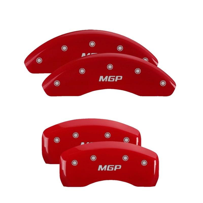 MGP Silver Characters, Engraved MGP Caliper Covers 26216SMGPRD Red Powder Coat Finish Front and Rear Caliper Cover Set of 4 