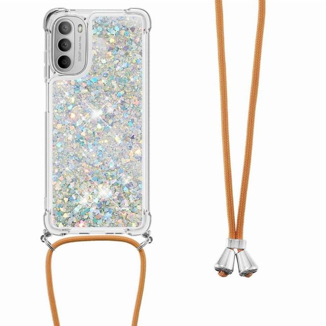 Funda FOXDOCK para Motorola Moto G 5G 2022 con Cuerda Ajustable, Brillo Líquido, Protección Antigolpes y Lente – Ideal para Regalo