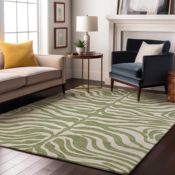 Addison Rugs Mayfield Premium Machine Washable Transitional Animal Print Aloe Rectangle Rug, 10' x 14'
