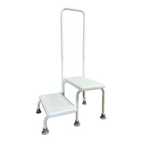 Double Step Stool with Handrail Heavy Duty 2 Steps Non Slip Bath Bedroom Seniors