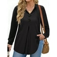 thumbnail image 2 of WellSize Hoodies for Women Plus Size Long Sleeve Lightweight Sweatshirts Button Tunic Fall Tops V Neck Pullover, 2 of 8