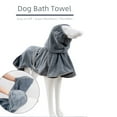 thumbnail image 3 of LOLIPPYY 1Pc Dog Bath Towel Grey Water Absorbent Microfiber Robe with Full Elastic Cover and Tail Fix Band, 3 of 7