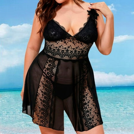

dmqupv Xmas Outfits for Women Fashion Women Plus Size Underwear Lace Lingerie Mesh Role Playing Outfits for Women Black 4X-Large