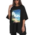 thumbnail image 4 of Plus Size Shirt for Women Black Tops for Women Short Sleeves Shirt for Women Seaside (30) T Shirt Crewneck Shirt for Women XS, 4 of 5