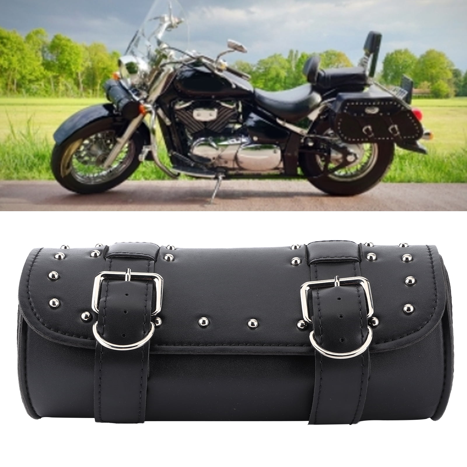 Sacoche Latérale Pour Moto En Cuir Marron - Fabriqué Main En Inde - Modèle Rond - Neuf Sans Défaut