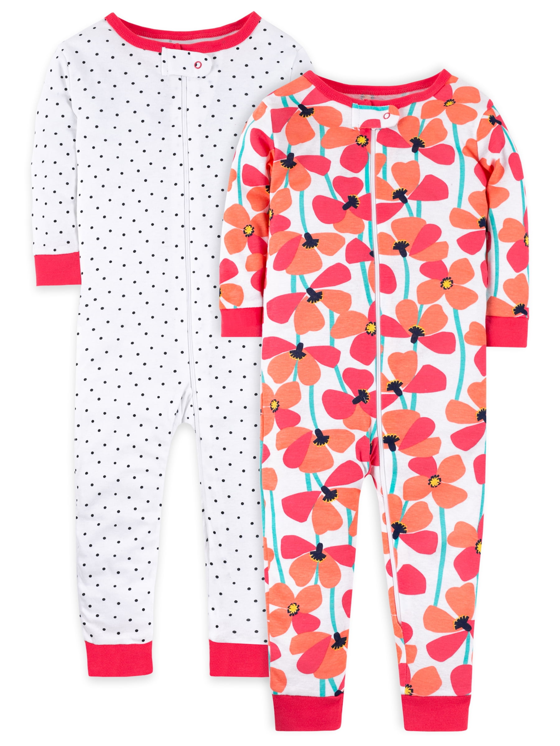 Simple Joys by Carter's Girls' 3-Pack Snug Fit Footed Cotton Pajamas 6-9m NEW 