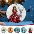 thumbnail image 1 of Adorno Navideño de Valentía | Niña Montando Un Reno | Adorno para Árbol de Navidad | Incluye Etiqueta Decorativa, 1 of 6