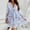 Blue Womens Summer Dress, variant on Women Long Sleeve Ruffle Layer Sexy V Neck Swing Mini Dress Floral Printed High Waist Beach Party Mini Short Dresses