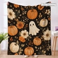 thumbnail image 3 of Kojanyu Halloween Throw Blanket Cute Ghost Pumpkin, Double Sided Flannel Fleece Soft Cozy Fall Decor Blanket, 3 of 7