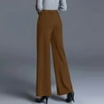 thumbnail image 5 of Wide Leg Dress Pants for Women Pull On Stretchy Work Pants High Waisted Business Casual Trousers Slacks with Pockets Brown XL, 5 of 5