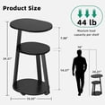 thumbnail image 2 of Side Table, Small End Table with Metal Frame, 3-Tier Bedside Tables, Round Side Tables for Living Room Bedroom Couch Bathroom, Oval, Pure Black, 2 of 20