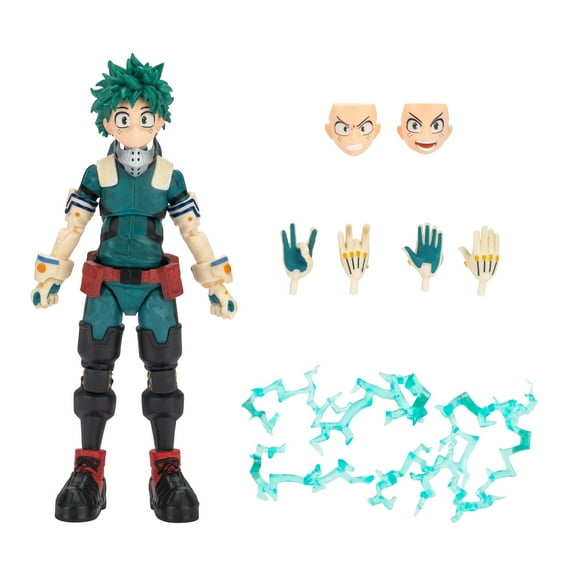 Total Anime Izuku Midoriya - 6.5-Inch Figure with Swappable Faceplates, Alternate Hands, and Energy Effects