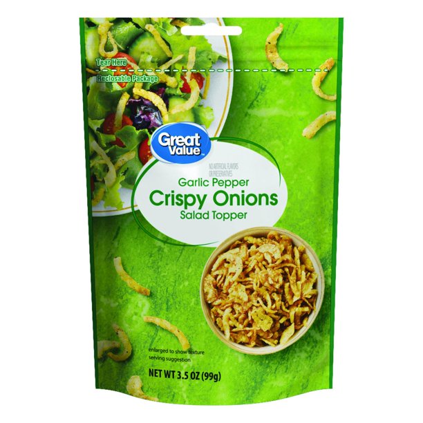 Great Value Garlic Pepper Crispy Onions Salad Topper, 3.5 oz