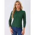 thumbnail image 2 of DARING DIVA Ruffle Neck Floral Elegant Blouse M Dark Green, 2 of 6
