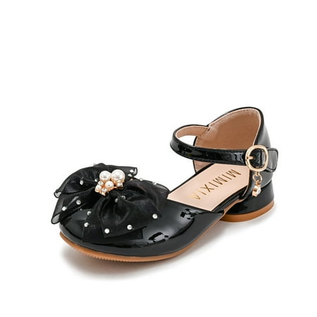 JAHH Children s Breathable Shoes Girls Sandals Dress Wedding Party Vacation Low Heels for Big Kids Toddler Fashion Birthday Dance Holiday Party (11-11.5 Years Black)